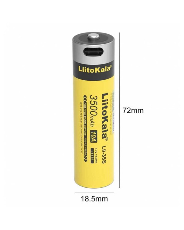 Акумулятор літій-іонний LiitoKala Lii-35S type c 18.5*72mm на 3500мАг