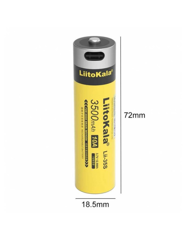 Акумулятор літій-іонний LiitoKala Lii-35S type c 18.5*72mm на 3500мАг