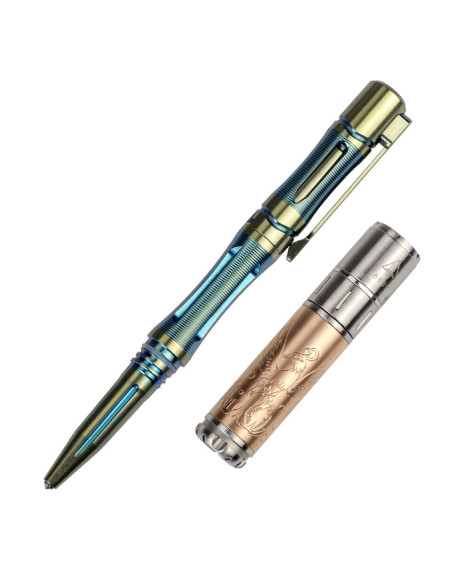 Набір ліхтар ручний Fenix F15 + Fenix T5Ti тактична ручка блакитна