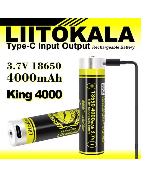 Акумулятор LiitoKala USB-King4000 18650 на 4000 mAh з USB