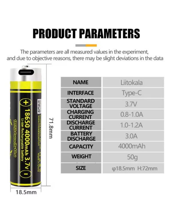 Акумулятор LiitoKala USB-King4000 18650 на 4000 mAh з USB