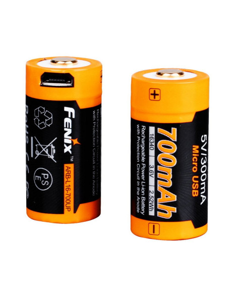 Акумулятор 16340 Fenix 700 UP mAh Li-ion micro usb зарядка