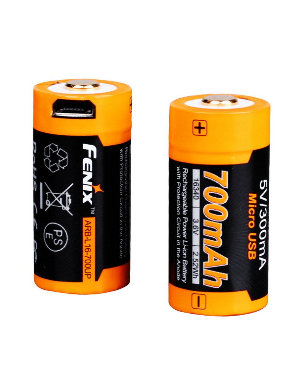 Акумулятор 16340 Fenix 700 UP mAh Li-ion micro usb зарядка