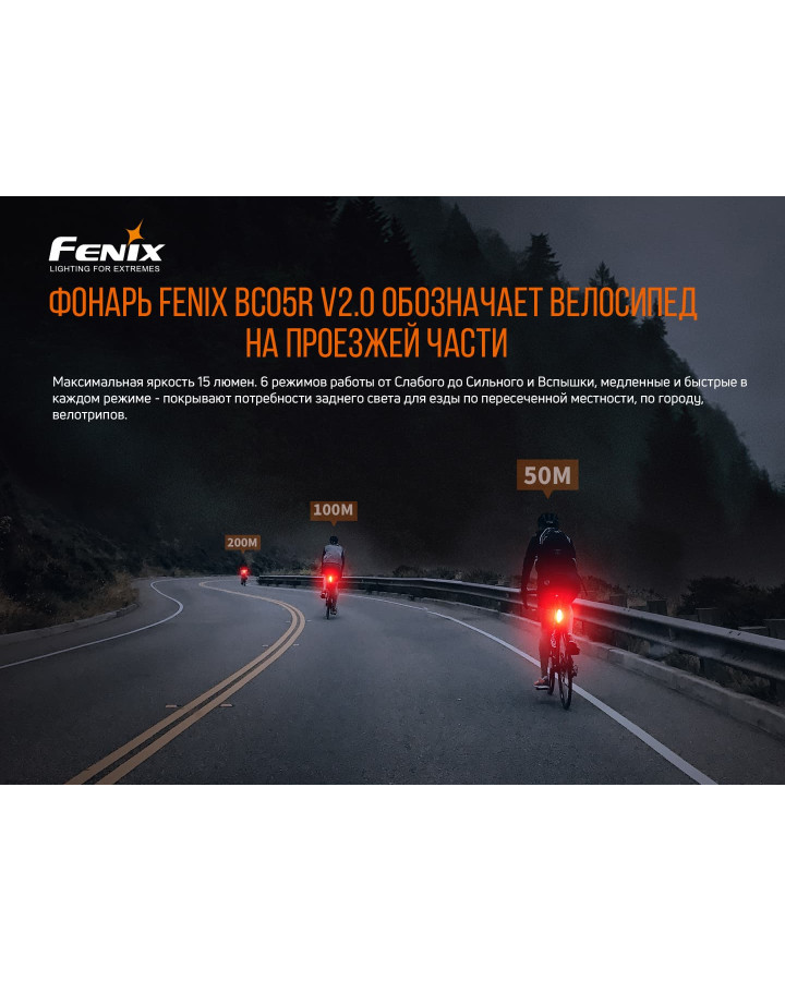 Велофара задня Fenix BC05R V2.0