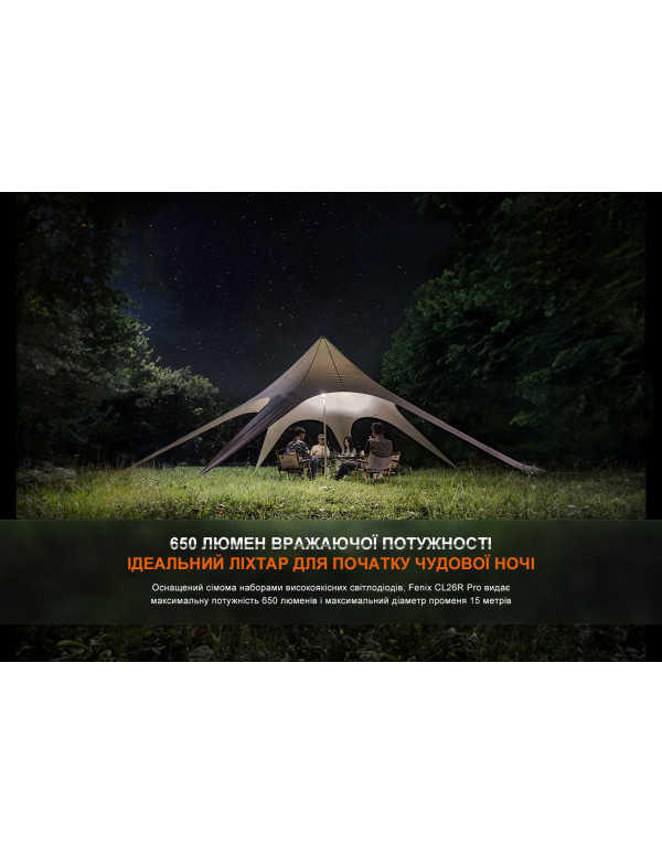 Ліхтар кемпінговий Fenix CL26R Pro, сірий камуфляж