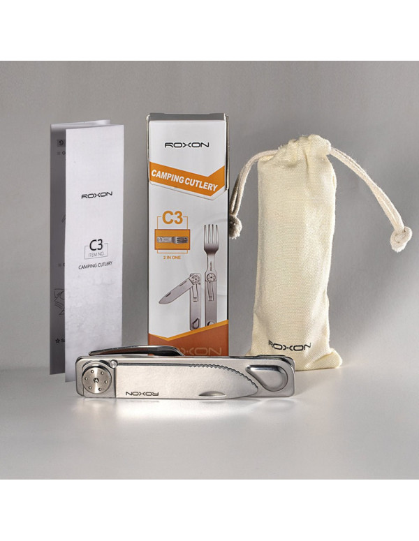 Набір столових приладів Roxon C3 2в1 (ніж, виделка), нержавіюча сталь, магнітне з'єднання