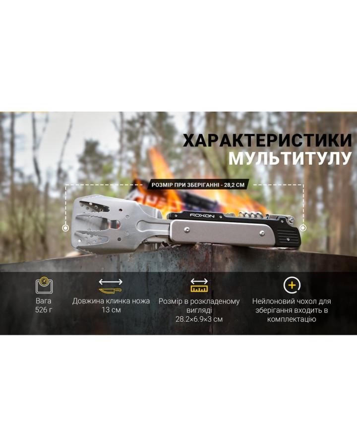Мультитул для барбекю Roxon S601, рожевий