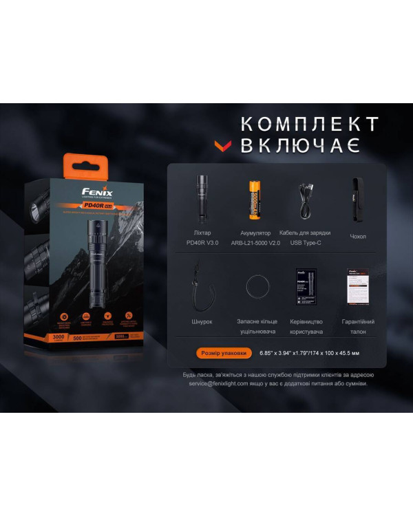 Ліхтар ручний Fenix PD40R V3.0, 3000 lm