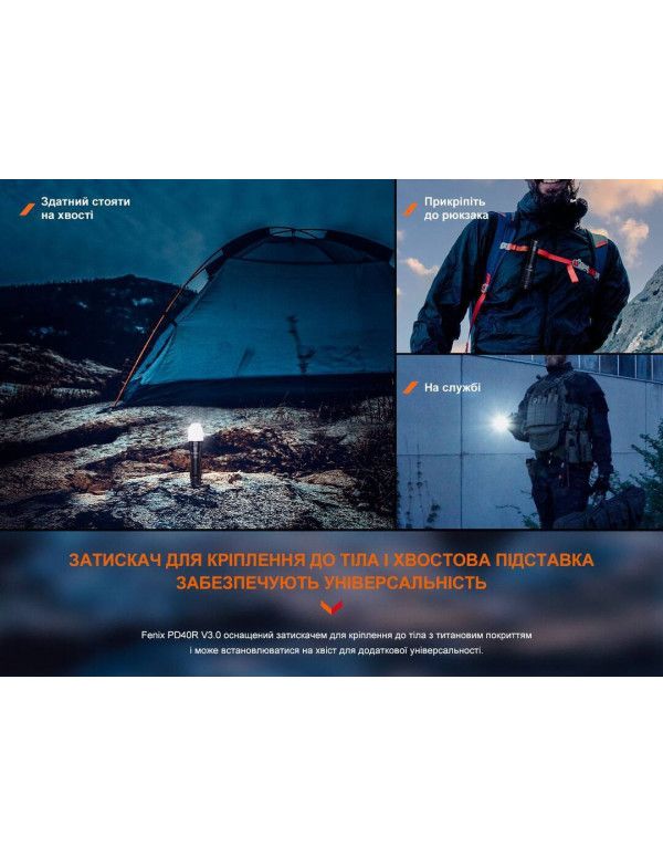 Ліхтар ручний Fenix PD40R V3.0, 3000 lm
