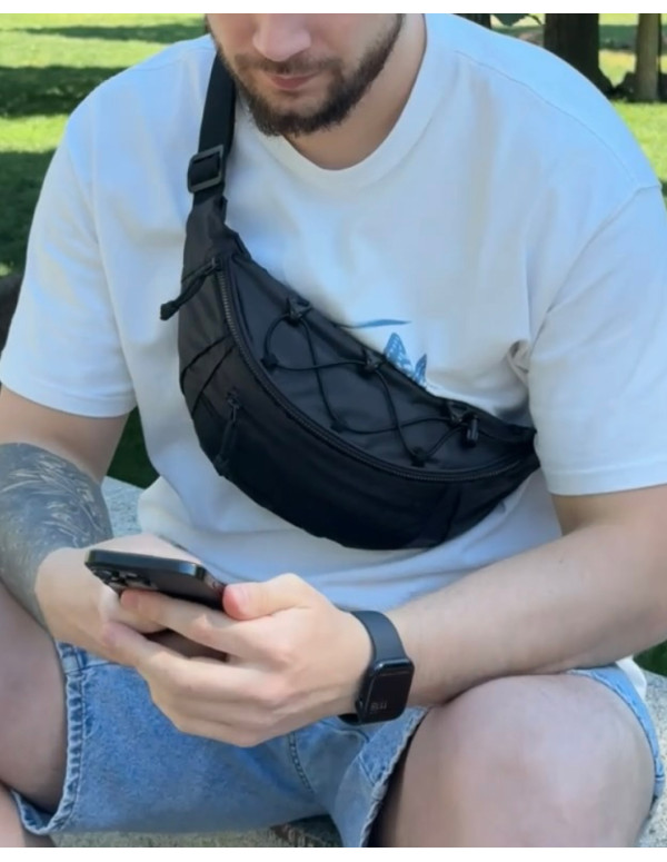 Чоловіча бананка/поясна сумка Hawk, чорна