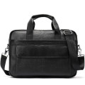 Шкіряна чоловіча сумка для ноутбука Ostin, чорна