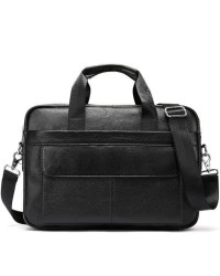 Шкіряна чоловіча сумка для ноутбука Ostin, чорна