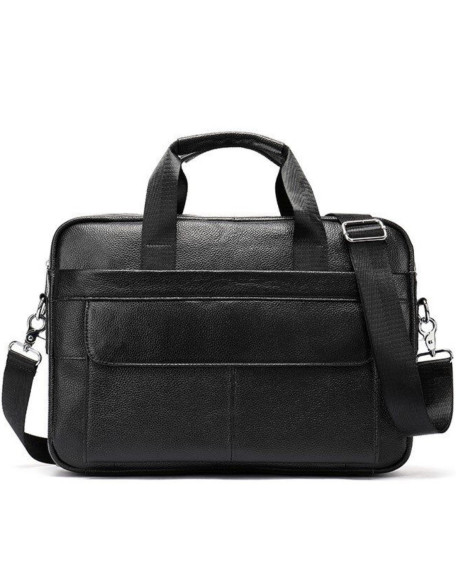 Шкіряна чоловіча сумка для ноутбука Ostin, чорна