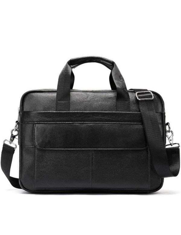 Шкіряна чоловіча сумка для ноутбука Ostin, чорна