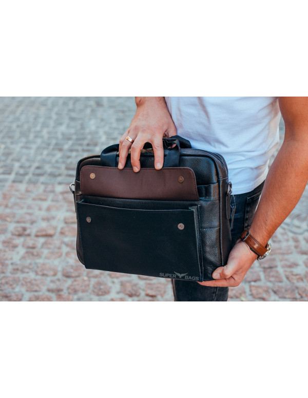 Чоловічий шкіряний портфель Wave, чорний
