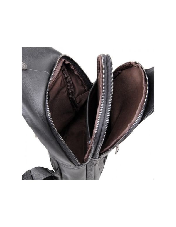 Шкіряний чорний чоловічий слінг Desio, чорний