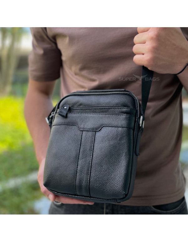 Шкіряна чоловіча сумка-барсетка Berga, чорна