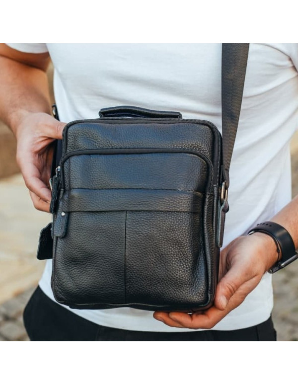 Сумка через плече з натуральної шкіри  Isernia, чорна