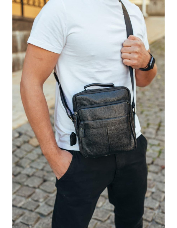 Сумка через плече з натуральної шкіри  Isernia, чорна