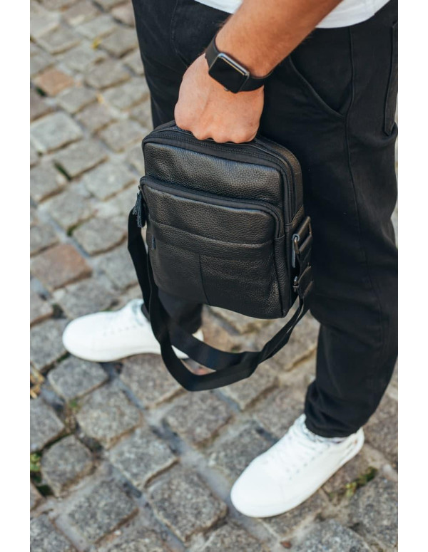 Сумка через плече з натуральної шкіри  Isernia, чорна