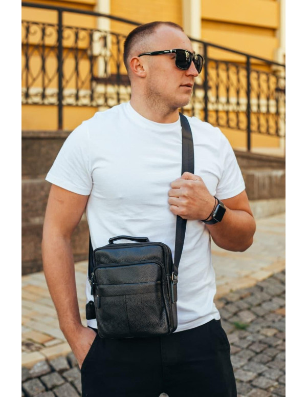 Сумка через плече з натуральної шкіри  Isernia, чорна