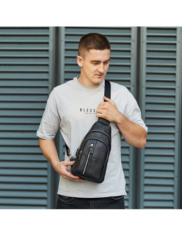 Сумка-слінг чоловіча на одне плече Olbia, чорна