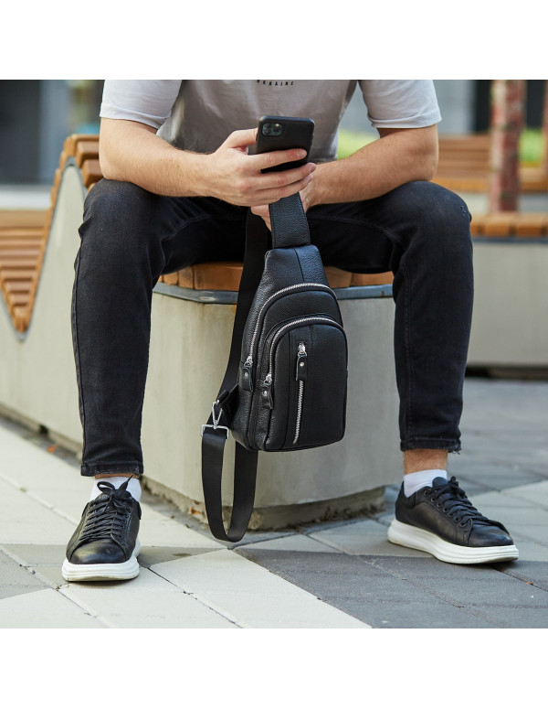 Сумка-слінг чоловіча на одне плече Olbia, чорна