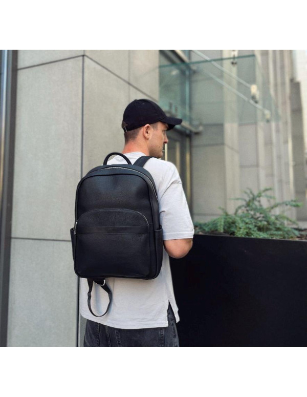 Чоловічий міський шкіряний рюкзак Liora, чорний