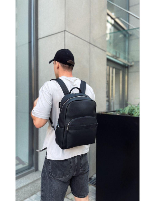 Чоловічий міський шкіряний рюкзак Liora, чорний