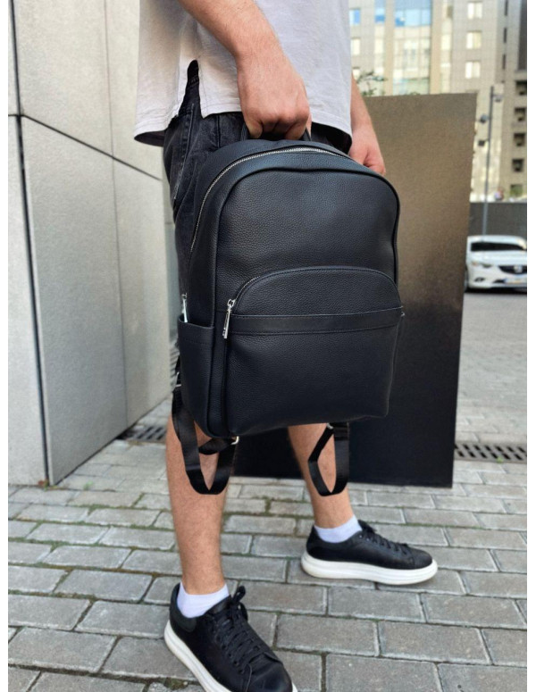 Чоловічий міський шкіряний рюкзак Liora, чорний