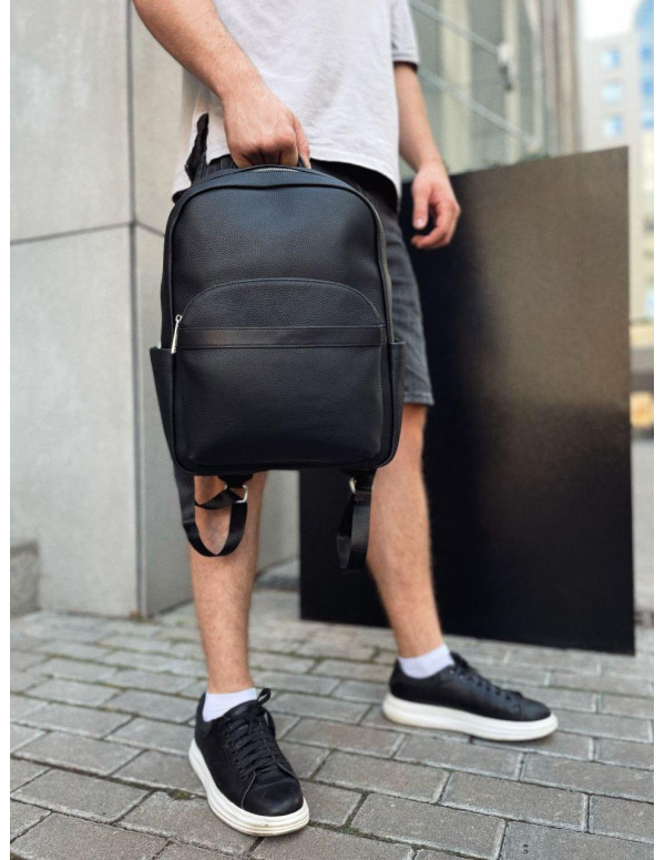 Чоловічий міський шкіряний рюкзак Liora, чорний