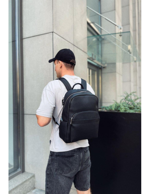 Чоловічий міський шкіряний рюкзак Liora, чорний