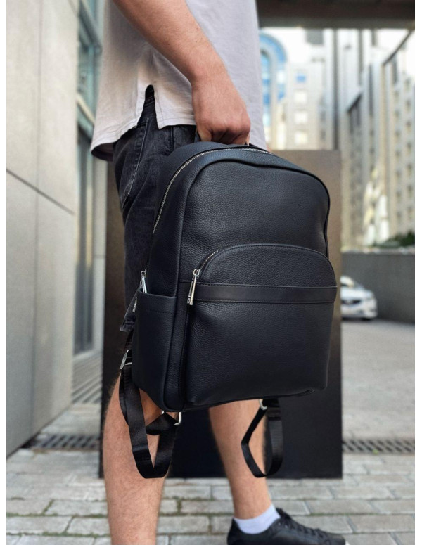 Чоловічий міський шкіряний рюкзак Liora, чорний