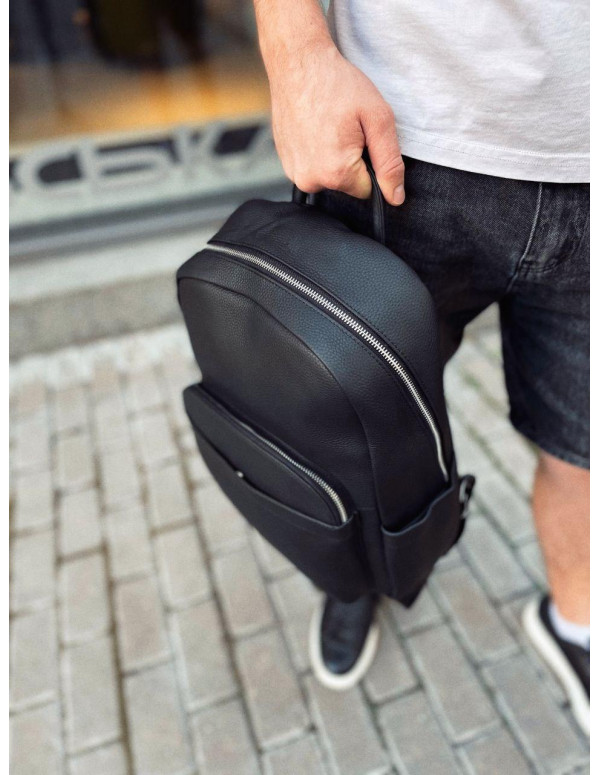 Чоловічий міський шкіряний рюкзак Liora, чорний