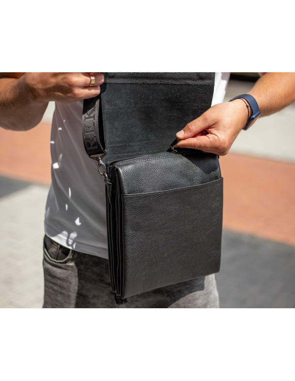 Чоловічий шкіряний месенджер Sondrio,чорний