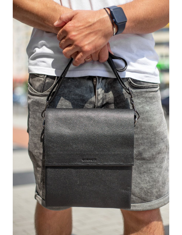 Чоловічий шкіряний месенджер Sondrio,чорний