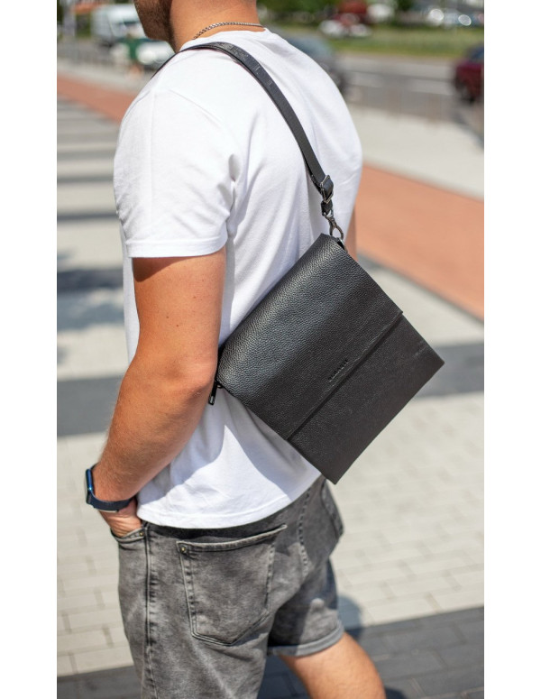 Чоловічий шкіряний месенджер Sondrio,чорний