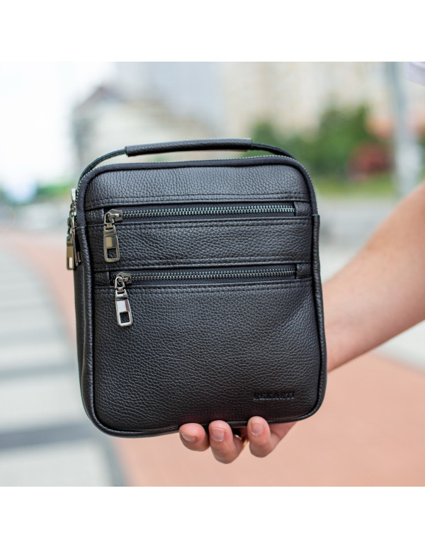 Шкіряна чоловіча сумка-барсетка Trevis, чорний