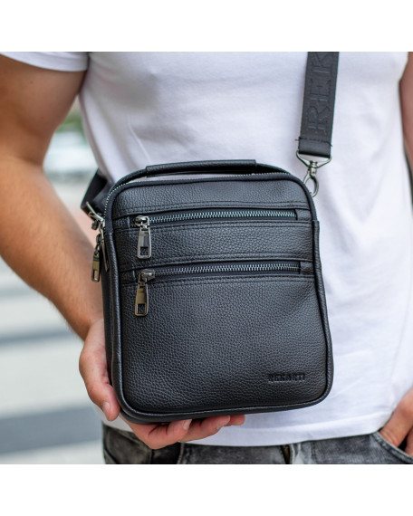 Шкіряна чоловіча сумка-барсетка Trevis, чорний