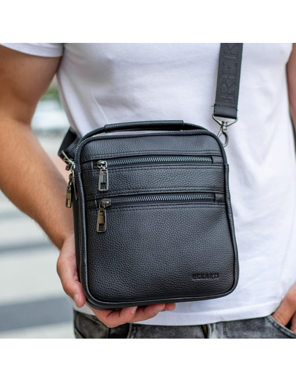Шкіряна чоловіча сумка-барсетка Trevis, чорний