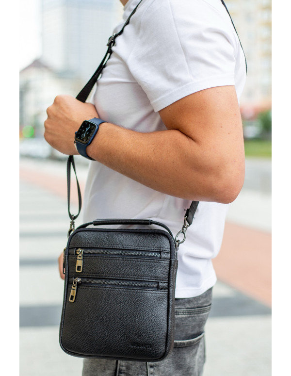 Шкіряна чоловіча сумка-барсетка Trevis, чорний