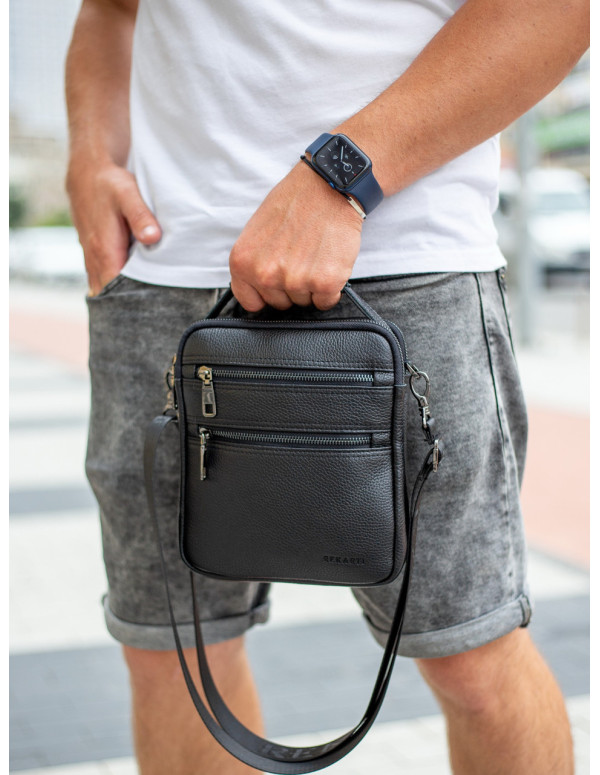 Шкіряна чоловіча сумка-барсетка Trevis, чорний