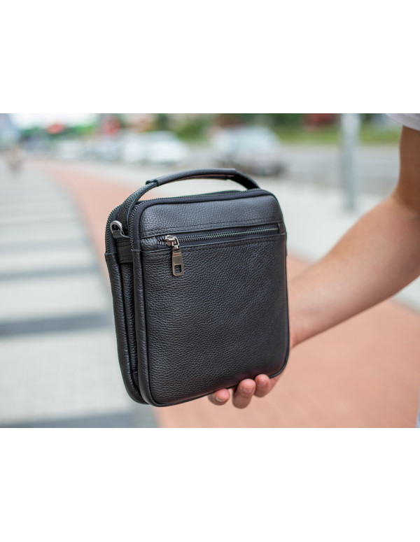 Шкіряна чоловіча сумка-барсетка Trevis, чорний