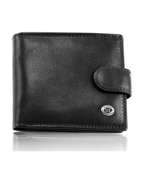 Класичне чоловіче портмоне з натуральної шкіри ST Leather В102 Чорний