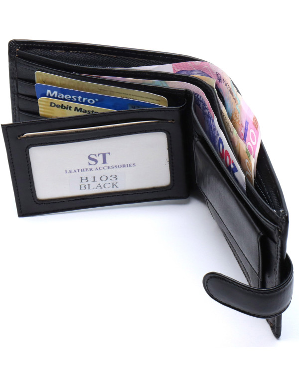 Стильне шкіряне портмоне ST Leather В 103 Чорний