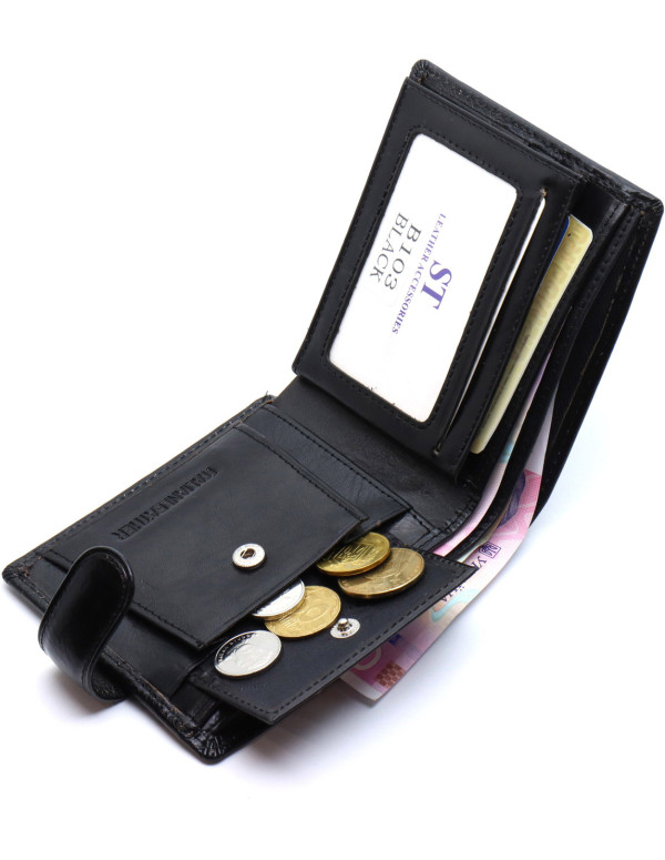 Стильне шкіряне портмоне ST Leather В 103 Чорний