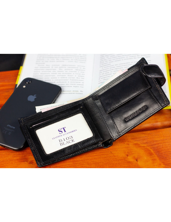 Стильне шкіряне портмоне ST Leather В 103 Чорний