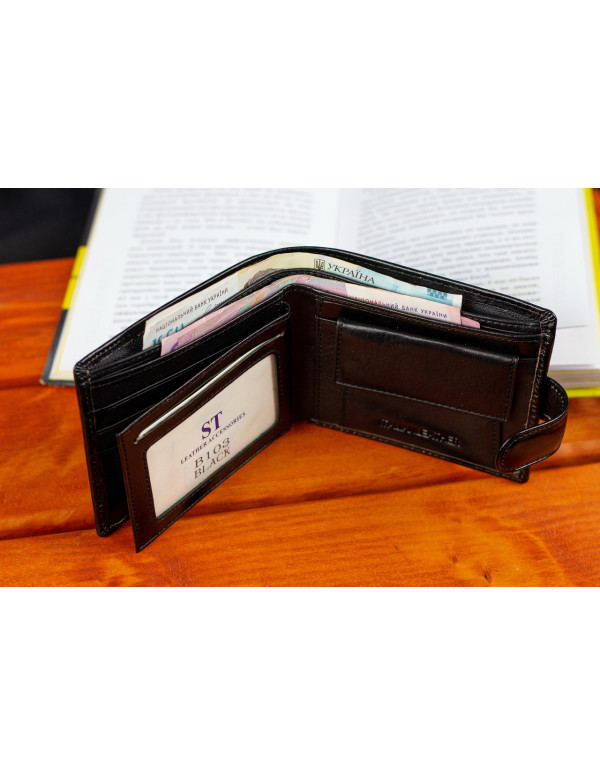 Стильне шкіряне портмоне ST Leather В 103 Чорний
