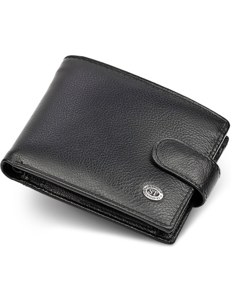 Класичне чоловіче портмоне з натуральної шкіри ST Leather ST102 Чорний