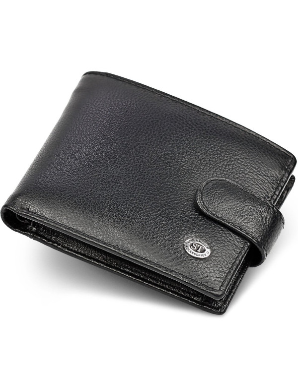 Класичне чоловіче портмоне з натуральної шкіри ST Leather ST102 Чорний
